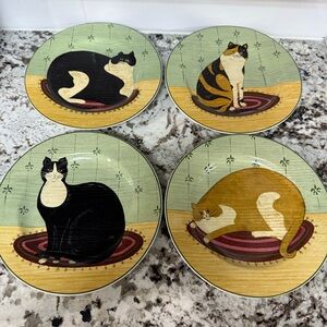 Cat Design Plates Set Sakura Warren Kimble Cat Collection